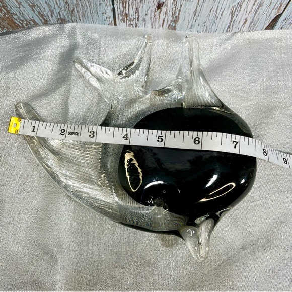 Jaakko Liikanen (JL) Clear Blown Art Glass Angel Fish Black Figurine - Picture 9 of 9